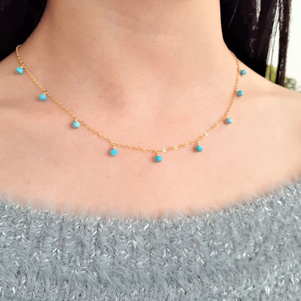 GSleeping Beauty Turquoise Drop Choker Necklace - Worn on Fuller House