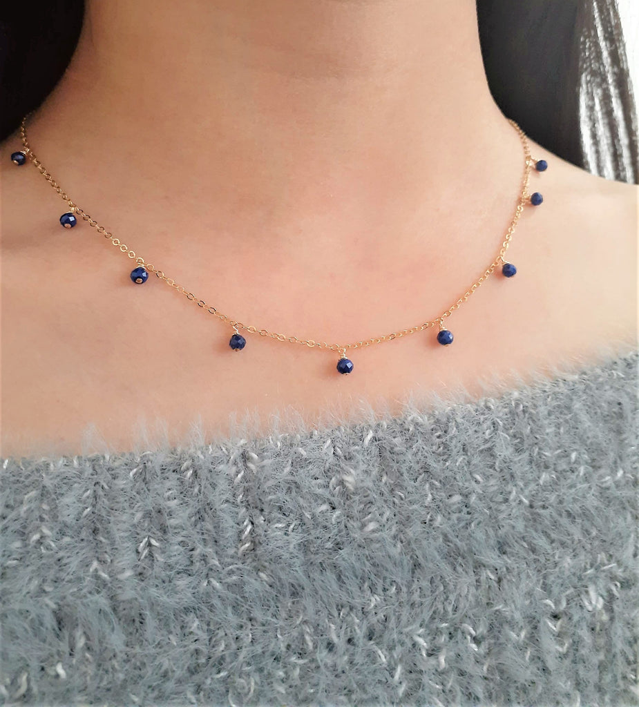 Lapis Lazuli Drop Choker Necklace - Worn on Law & Order SVU