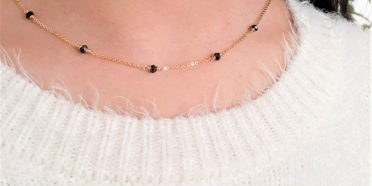 Diamonds and Black Spinel Choker Necklace for Rent