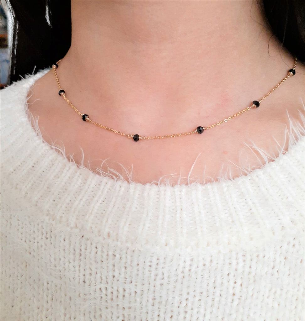 Diamonds and Black Spinel Choker Necklace for Rent