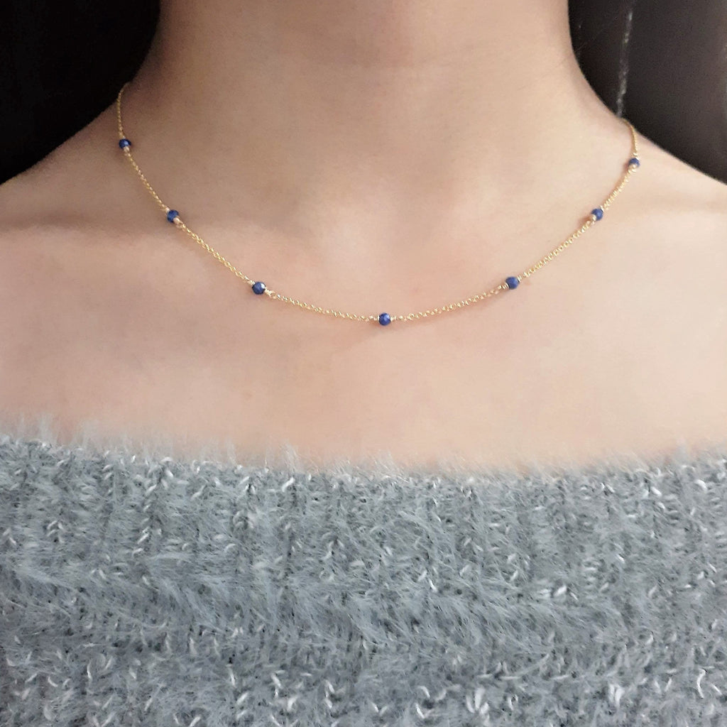 Lapis Lazuli Beaded Choker Necklace