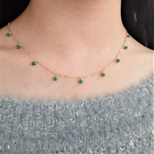 Emerald Drop Choker Necklace