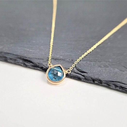 Swiss Blue Topaz Heart Briolette Pendant Necklace