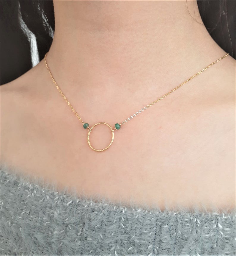 Emerald Hoop Necklace