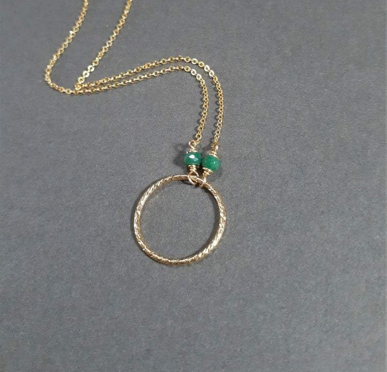 Emerald Hoop Necklace