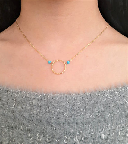 Sleeping Beauty Turquoise Hoop Necklace