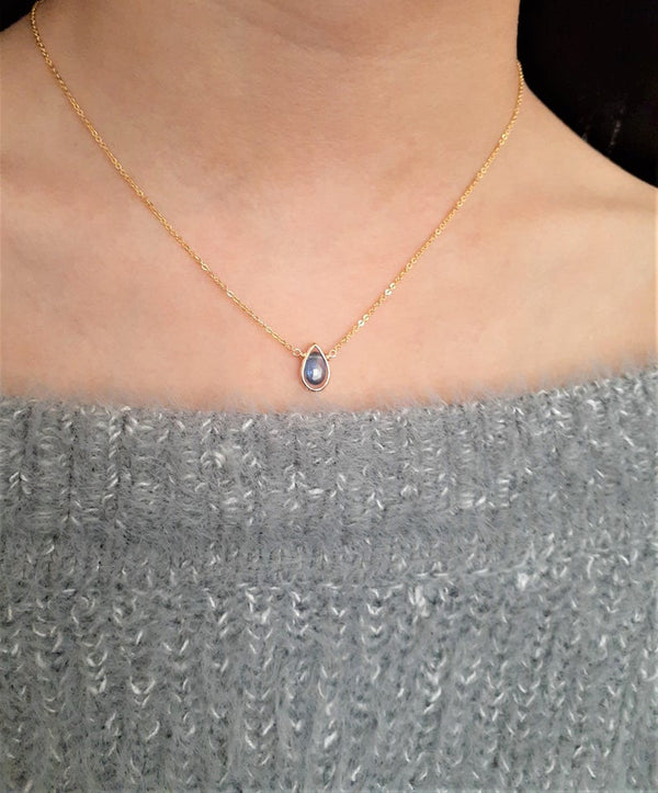 Kyanite Pear Shape Pendant Necklace