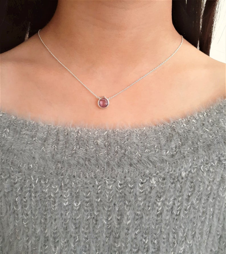 Amethyst Heart Briolette Pendant Necklace