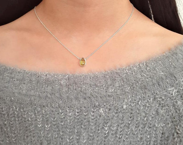 Peridot Pear Briolette Pendant Necklace