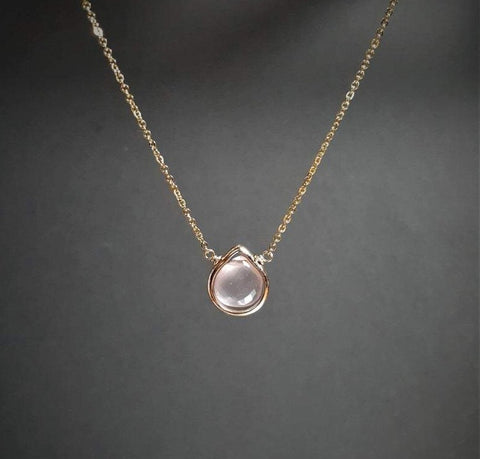 Rose Quartz Heart Shaped Pendant Necklace