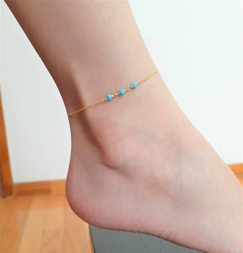 Jewels Beauty Dainty Sleeping Turquoise Anklet– Admirable