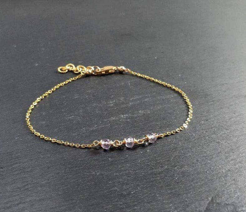 Dainty Pink Amethyst Anklet