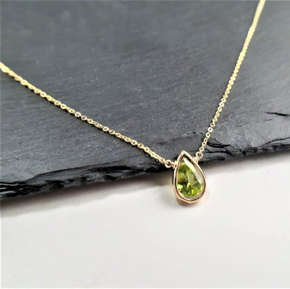 Peridot Pan Cut Briolette Pendant Necklace