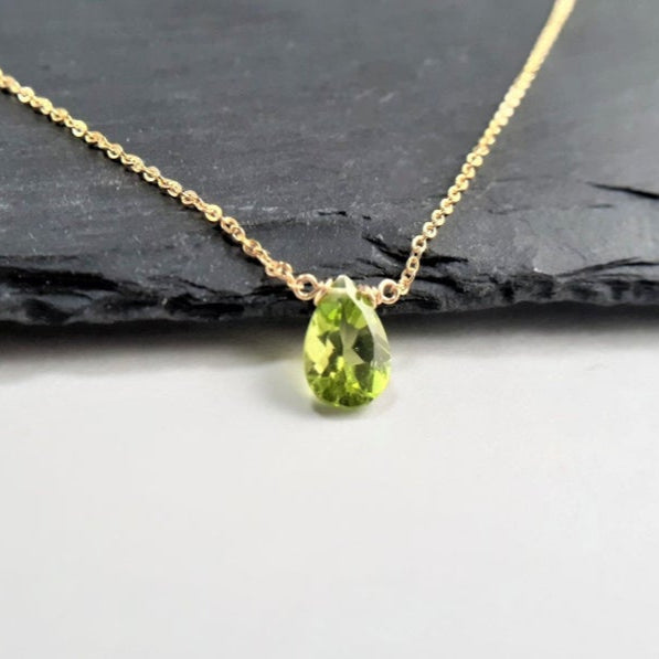 Peridot Pan Cut Briolette Necklace