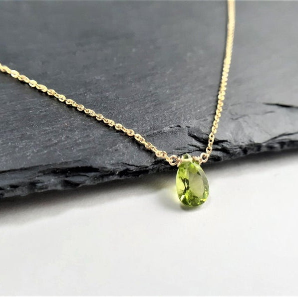 Peridot Pan Cut Briolette Necklace