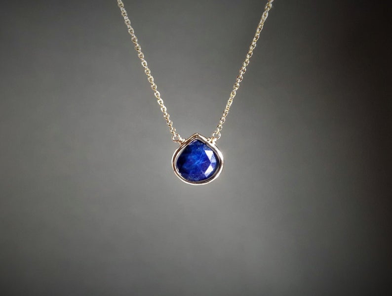 Lapis Lazuli Heart Shaped Briolette Pendant Necklace