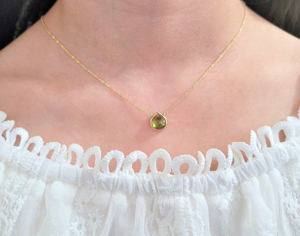 Peridot Heart Briolette Pendant Necklace
