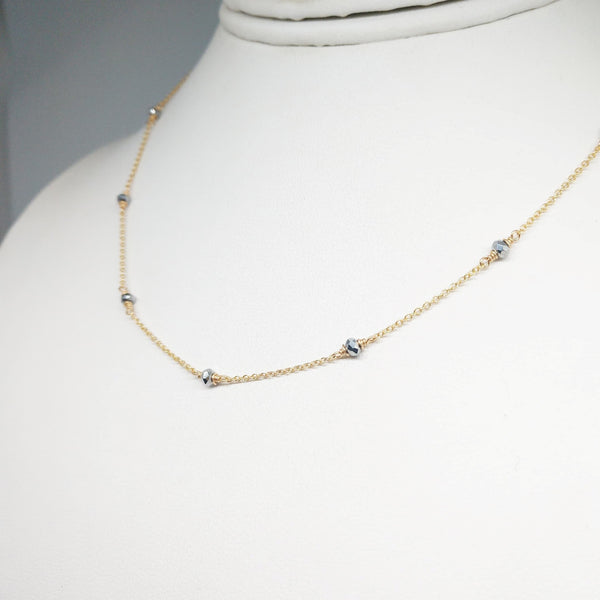 Worn on Riverdale - Silver Pyrite Beaded Choker Necklace - Two Toned Necklace